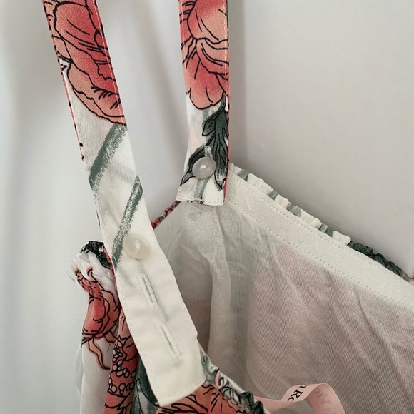 NEW La Vie En Rose Pink White and Green Floral Tank Top With Removable Straps S - Picture 6 of 9